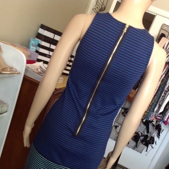 Color block with black pinstripe midi dress R012 - Picture 8 of 8